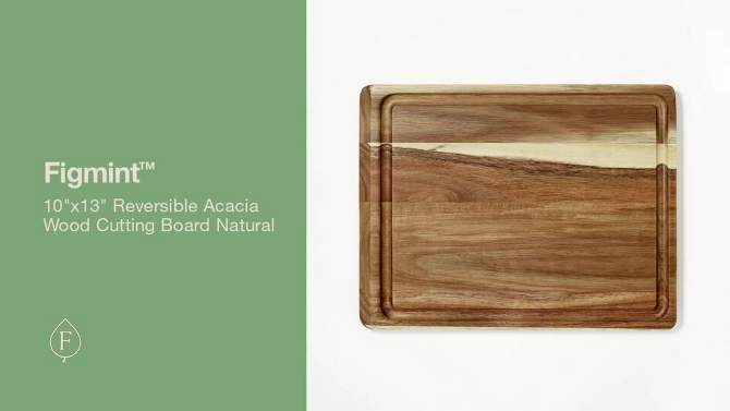 10&#34;x13&#34; Reversible Acacia Wood Cutting Board Natural - Figmint&#8482;, 2 of 6, play video