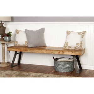 Natural Solid Wood Bench Light Brown - Olivia & May: Rustic Entryway, 3-Person Seating - 1 of 4