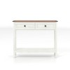 LIVAREEmlen Farmhouse Style Console Table with 2 Drawer and Bottom Storage Shelf for Entryway, Rustic Side Table with Storage Drawer and Shelf White - 2 of 4