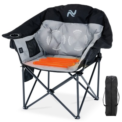 Docred Folding Rocking Camping Chair, Portable Outdoor Rocker with Cooler Bag, 400lbs Capacity, 600D Oxford Fabric, Padded Rocker Chair