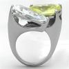 Slickblue Women's Polished Stainless Steel Ring, Apple Green & Clear CZ, Oval Style Fashion Ring, Size 5-10 - 3 of 4
