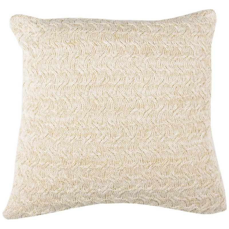 Adara Knit Pillow - Natural/Gold - 20" X 20"  - Safavieh., 1 of 4