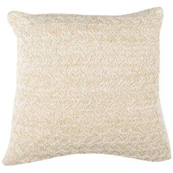 Adara Knit Pillow - Natural/Gold - 20" X 20"  - Safavieh.