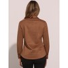 Allegra K Women's Faux Suede Stretch Casual Button Down Long Sleeve Shirt - 3 of 4