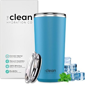 The Clean Hydration Co Insulated Tumbler with Ceramic Interior and Lid, Double Wall Design for Hot and Cold Drinks, Blue - 1 of 4