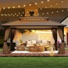 Costway 16 x 12 FT Hardtop Gazebo with Netting Heavy-Duty Double-Roof Galvanized Metal Top - 4 of 4
