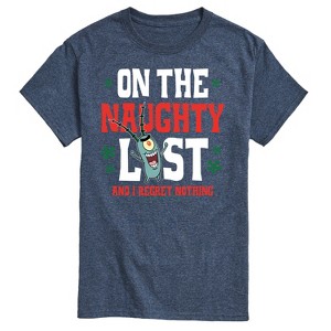 Men's - SpongeBob SquarePants - Plankton Naughty List Christmas Short Sleeve Graphic T-Shirt - 1 of 4