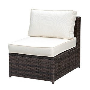 Royal Hampton Aluminum Frame Patio Side Chair With Cushioned Seating, Ivory & Espresso Brown - 1 of 4