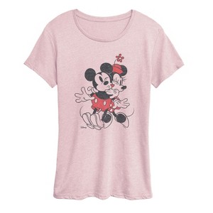Women's - Disney - Mickey And Minnie Heart Short Sleeve Graphic T-Shirt - 1 of 3