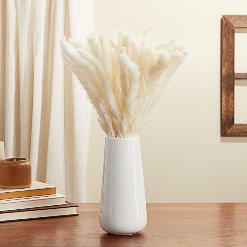 Farmlyn Creek 40 Pack Dried Natural White Pampas Grass with Ceramic Vase for Wedding, Rustic-Style Farmhouse Decor, 16 In, 4 of 12