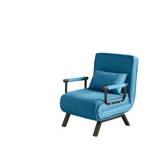 TIRAMISUBEST Light Blue 5-in-1 Folding Chair & Sleeper Sofa Bed with Adjustable Backrest, Convertible Futon for Small Spaces/Office - 1 of 4