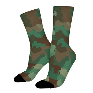 Camouflage Colorful Women Printed Crew Socks Funny Funky Socks Soft Polyester Novelty Gifts for Artists Men - 1 of 1