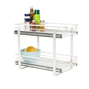 Glidez Multipurpose Powder-Coated Steel Pull-Out/Slide-Out Storage Organizer with Plastic Liners - 2-Tier Dual-Slide Design - 1 of 4