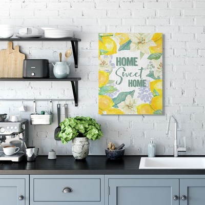 Home Sweet Home Floral Lemon Canvas Wall Art, 25 x 31