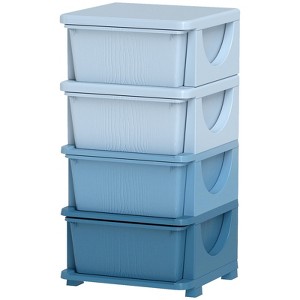 FONTOI 3 Tier Kids Storage Unit with Drawers Chest for Boys Girls Toddlers, Toy Organizer Tower for Nursery Kindergarten, Blue, 14.5"*30"*14.5" - 1 of 4