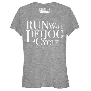 Juniors Womens CHIN UP Run Walk Lift Jog Cycle T-Shirt - 1 of 3