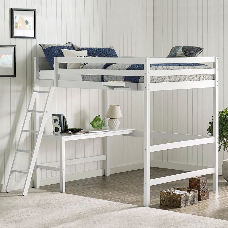 Full Caspian Kids&#39; Loft Bed with Hanging Nightstand White - Hillsdale Furniture, 3 of 5
