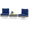 Costway 3 PCS Patio Furniture Set with Tempered Glass Coffee Table Soft Back & Seat Cushions Navy/White/Gray - 2 of 4