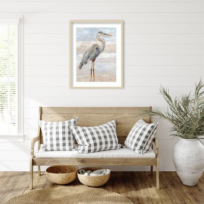Beach Heron I Svelte Natural Framed Giclee Print
