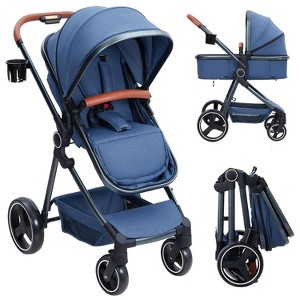 2-in-1 Baby Stroller with Bassinet, Lightweight Foldable Travel Pram with Reversible Seat, Compact Umbrella Stroller for Toddlers - 1 of 4