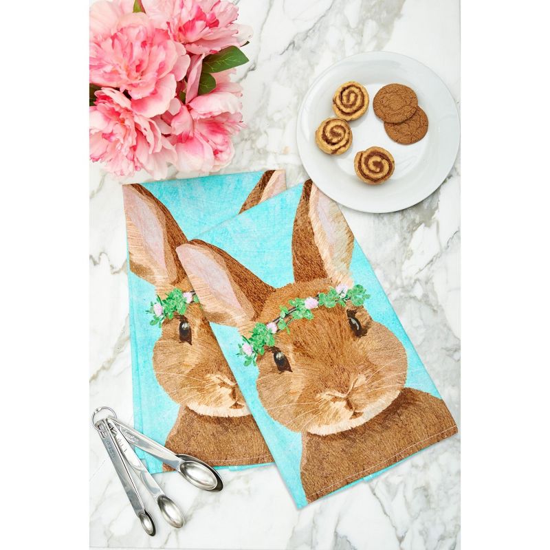 C&F Home Clover Easter Bunny Printed Flour Sack Kitchen Towel, 3 of 6