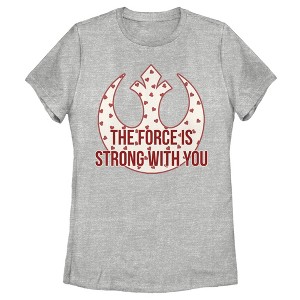 Women's Star Wars The Force Is Strong Valentine Rebel Logo T-Shirt - 1 of 4