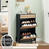 GustoWave 2 Flip Drawers Shoe Storage Cabinet with 1 Drawer, Rattan Shoe Organizer with Metal Legs, Freestanding Narrow Shoe Rack Cabinet - 4 of 4