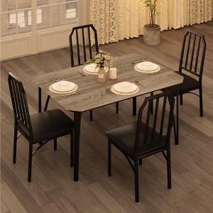 Compact dining table set with chamfered edges and upholstered chairs, perfect kitchen and dining furniture for small apartments and homes - 1 of 4