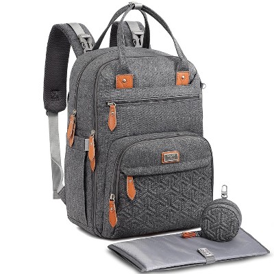 Image of Welavila Baby Diaper Bag Backpack with Changing Pad & Insulated Pockets, Unisex, Dark Gray, Adult