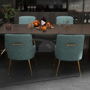 SEYNAR Modern Glam PU Leather Dining Chair or Vanity Chair Set of 4 with Rear Handle - 1 of 4