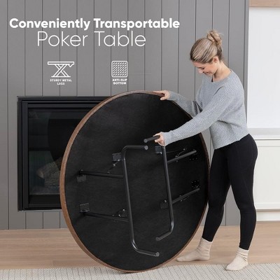 Octagonal Brown Felt 8-Player Foldable Poker Table