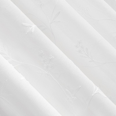 Ivory Floral Sheer Rod Pocket Curtain Valance 50" x 17"