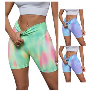 INSPIRE CHIC 3 Packs Women's High Waist Tie Dye Tummy Control Workout Running Biker Thigh Slimmer - 1 of 4