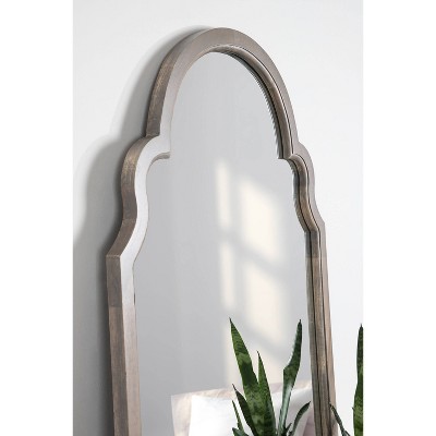 Gray Wood Moroccan-Inspired Arched Vanity Mirror
