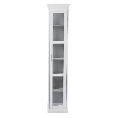 77 25 Metmit Tall Curio With Glass, Narrow White Bookcase With Glass Doors