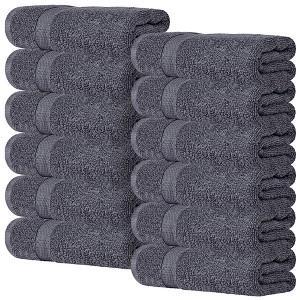 Wealuxe Premium Hand Towels for Bathroom - 12 Pack Cotton Hand Towel Bulk for Gym, Kitchen and Spa, Terry Salon Towels - 16x27" - 1 of 4