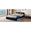 Okak Platform Bed Frame with Upholstered with LED Light Faux Leather Bed Strong Wood Slats No Box Spring Needed Easy Assembly - 3 of 4