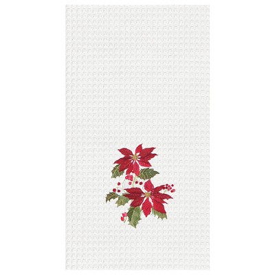 C&F Home Poinsettia & Berries Waffle Weave Kitchen Towel