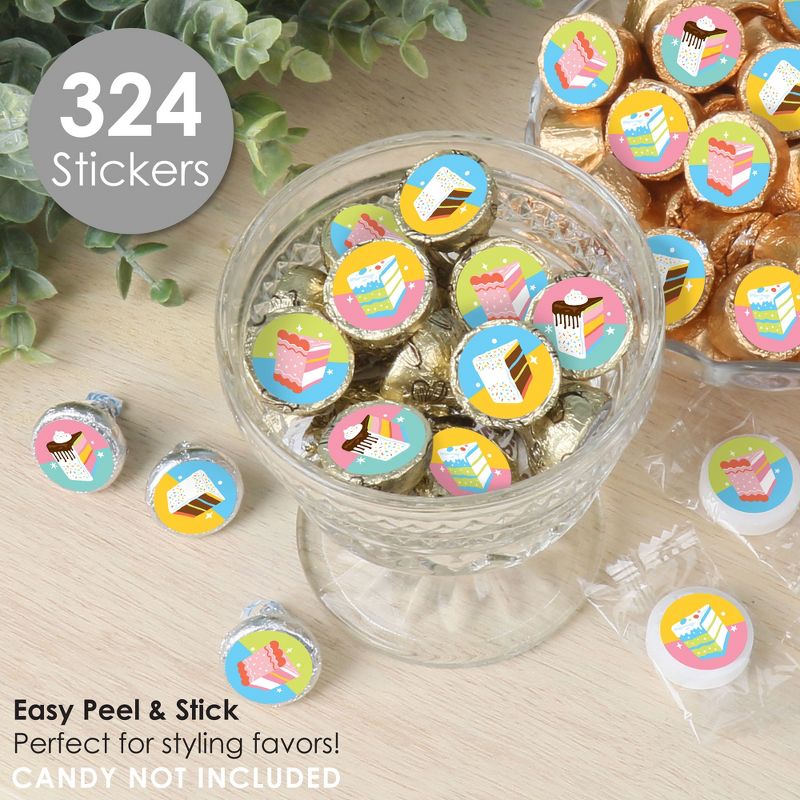 Big Dot of Happiness Cake Time - Happy Birthday Party Small Round Candy Stickers - Party Favor Labels - 324 Count, 2 of 7