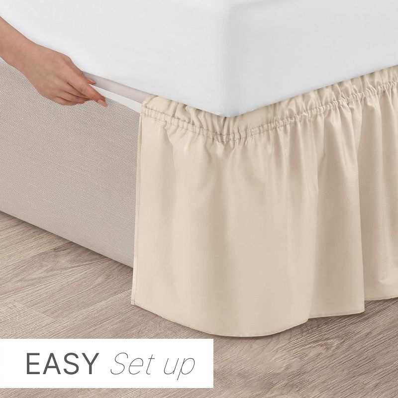 Ruffled Elastic Wrap Around Bedskirt 15 Inch Drop - CGK Linens, 3 of 8