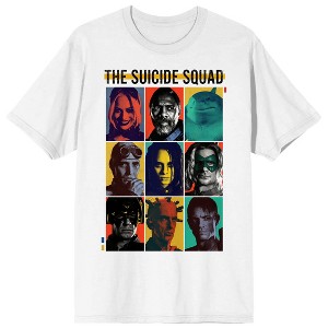 DC Comic Book Suicide Squad Character Grid Juniors White Graphic Tee - 1 of 1