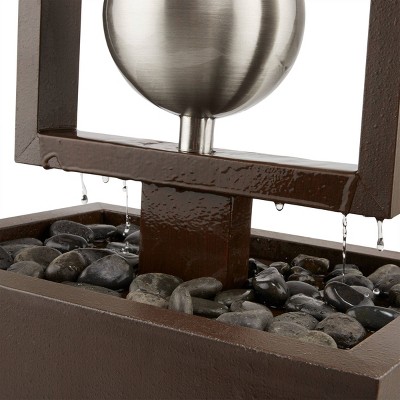 55" Silver and Brown Stainless Steel Column Fountain