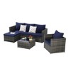 4-Pieces Outdoor Patio L-Shaped Sectional Sofa Set with Single Sofa & Glass Coffee Table - 3 of 4