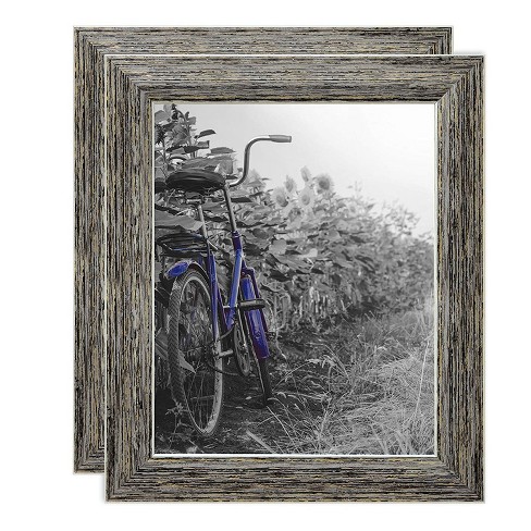 Americanflat 8x10 Rustic Tan Picture Frame with Polished Glass - Horizontal and Vertical Formats for Wall and Tabletop - Pack of 2