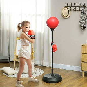 Resenkos Kids Punching Bag Set - Stand & Boxing Gloves for Ages 5-10, Red - 1 of 4