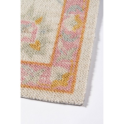 Anatolia Pink and Blue Tufted Wool Medallion Rug