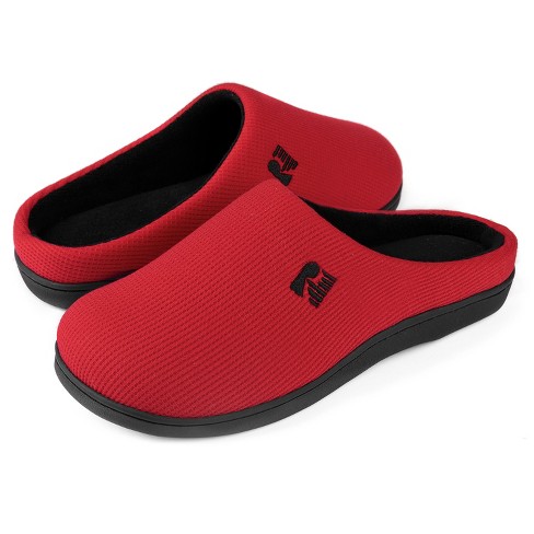 Women s Original Two tone Memory Foam Slipper Size 7 8 Us Women Red And Black Target