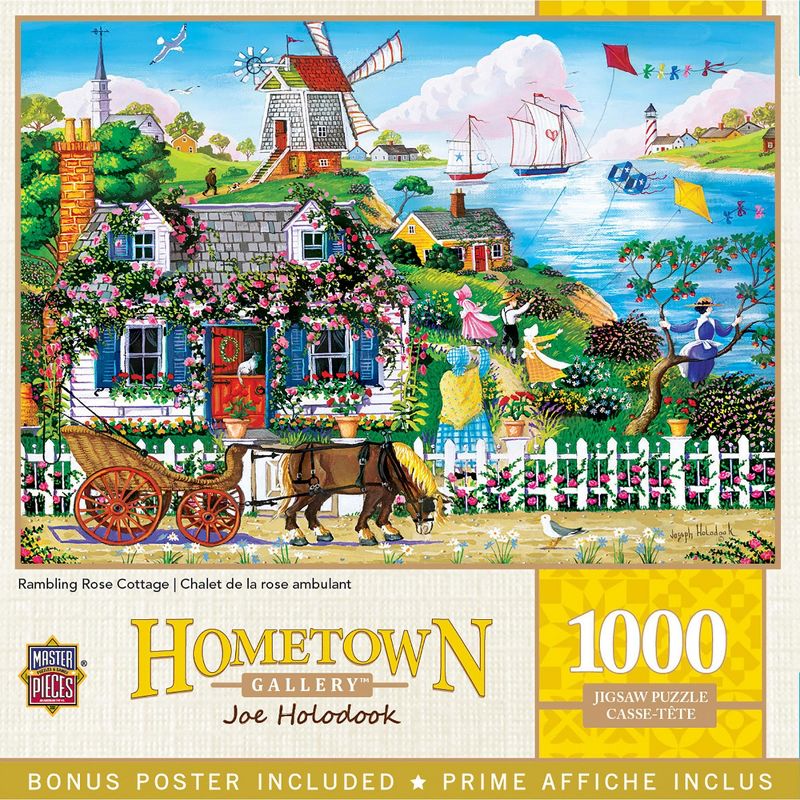 MasterPieces 1000 Piece Puzzle - Rambling Rose Cottage - 19.25"x26.75", 1 of 8