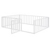 Full Size Metal Floor Bed Frame with Fence and Door, Black - 3 of 4