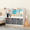 BRINJOY Children's bookcase and bookshelf, toy storage with 3 multifunctional bookcases with foldable fabric drawers White - 3 of 4